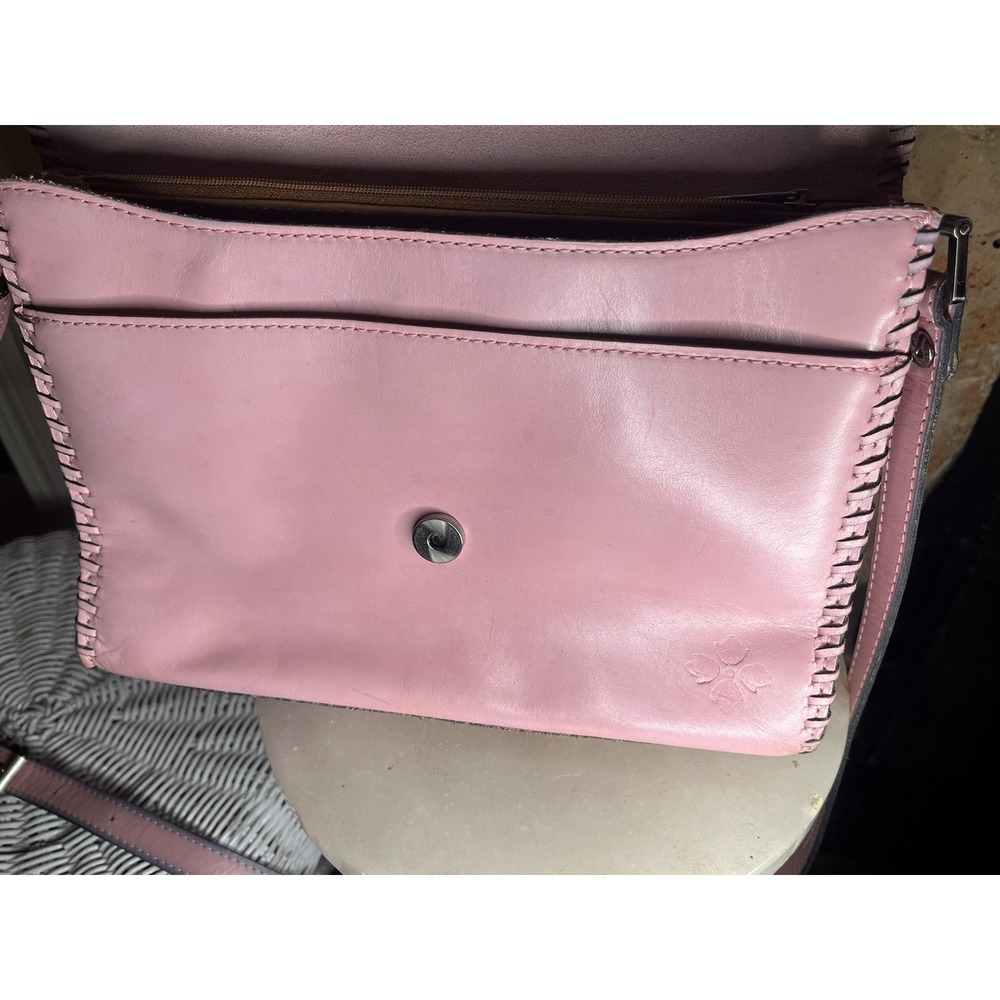 Patricia Nash Pink Embossed Crossbody Bag Snap Flap Zip Top Silver Hardware - Picture 4 of 11